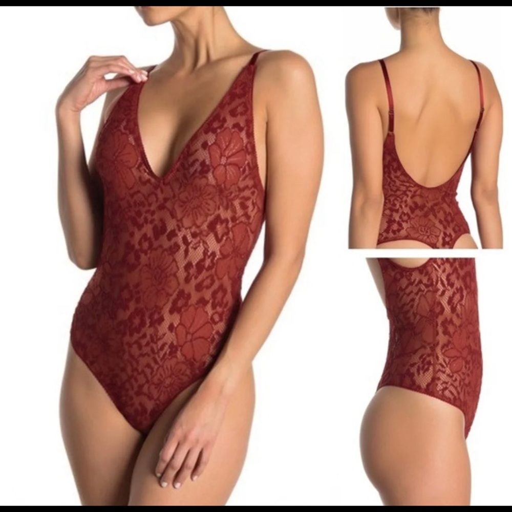 NWT Free People Live It Up Lace Bodysuit Rust Sm - Picture 2 of 12
